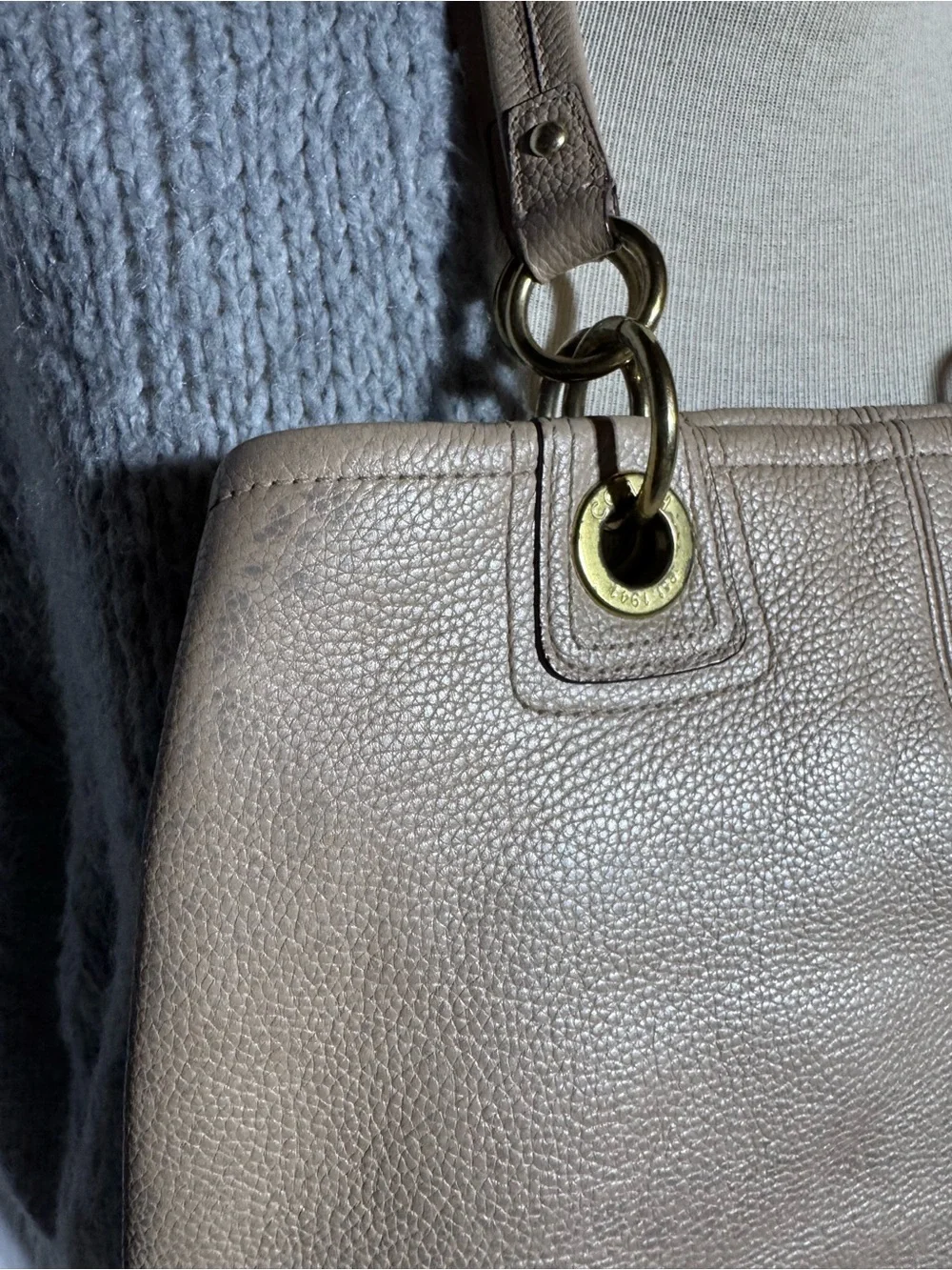 Coach Penelope Buckle bag Beige leather tote